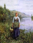 Daniel Ridgeway Knight By the Riverside Sweden oil painting reproduction